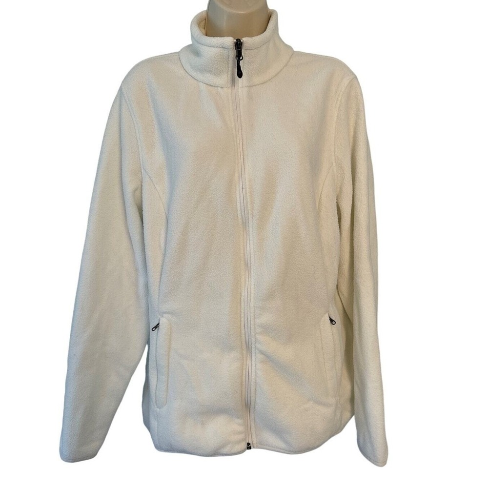 Amazon Essentials White Fleece Full Zip Jacket Womens XXL Pre-owned